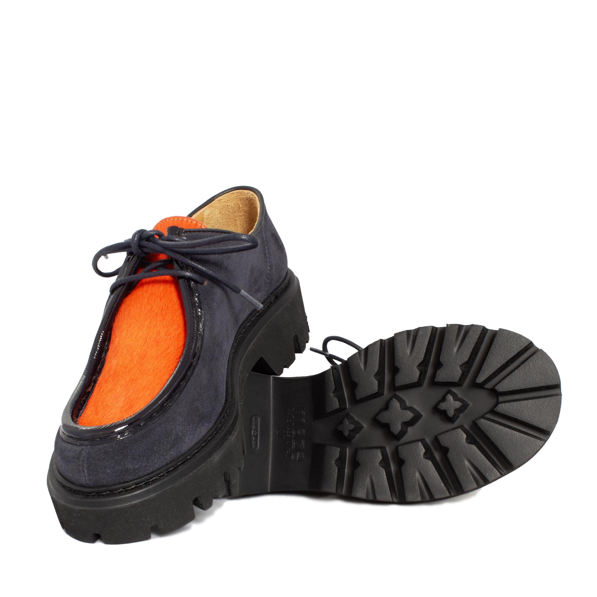 Dora Velour Suede Blu Horsy Arancione